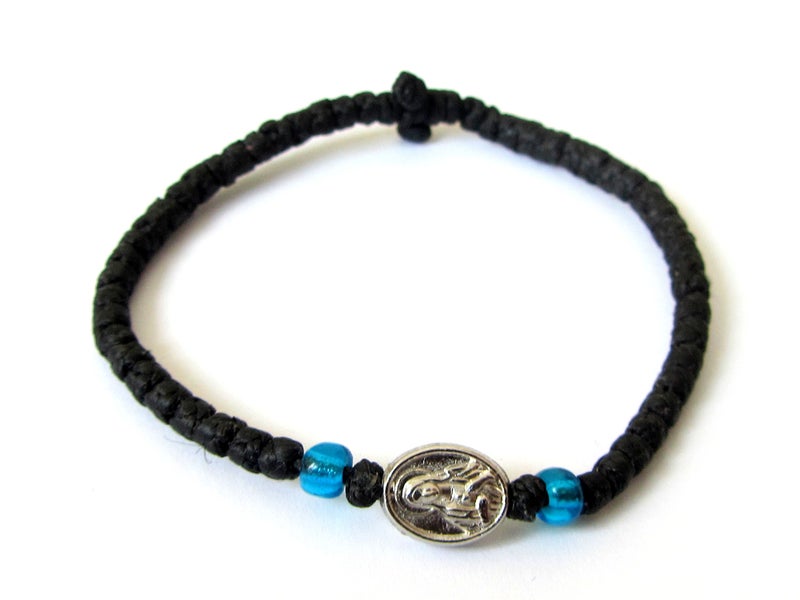 Iconsgr Handmade Christian Orthodox Komboskoini, Prayer Rope Bracelet Black VM1 - Image 2